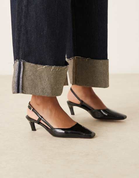 Zapatos negros destalonados de tacón medio con puntera fina cuadrada Shadow de ASOS DESIGN - view 1