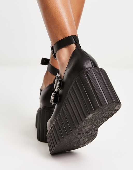 Zapatos negros estilo Creeper de cuña con dos hebillas exclusivos en ASOS de Lamoda, 4 de 4