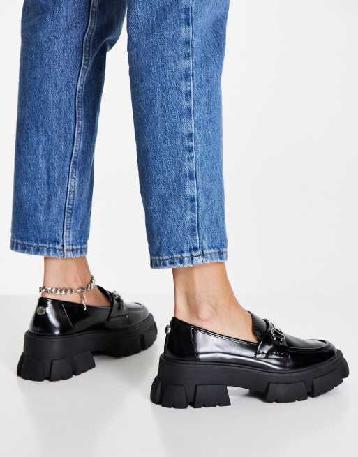 atmósfera paquete Treinta Zapatos negros planos con suela gruesa Trifecta de Steve Madden | ASOS