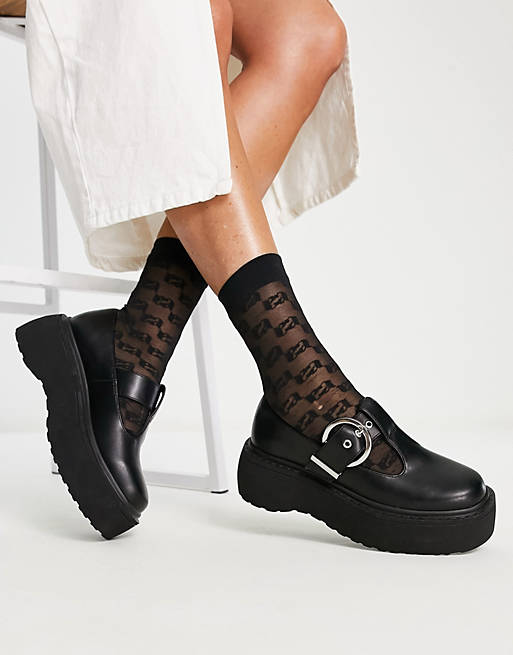 Zapatos negros planos merceditas con suela Morgana de ASOS DESIGN | ASOS