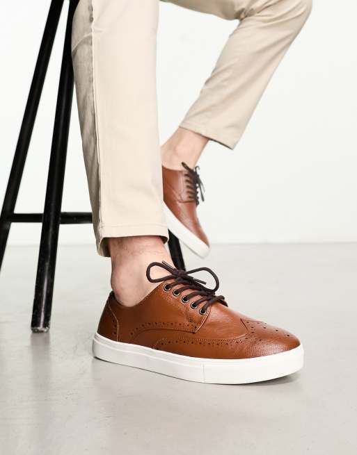 Zapatos Oxford color tostado con cordones de cuero sintético de ASOS DESIGN