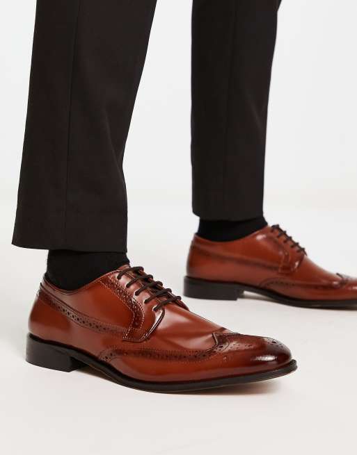 Zapatos Oxford color tostado de cuero pulido con cordones de ASOS DESIGN