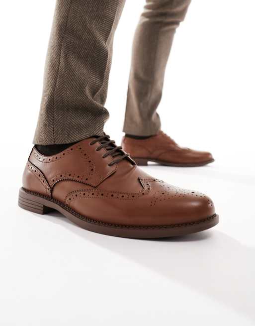 Zapatos Oxford color tostado de vestir con cordones de Truffle Collection Wide Fit