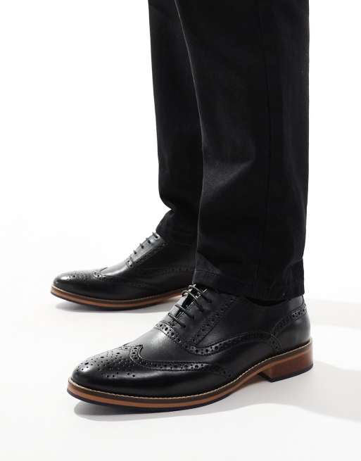 Zapatos Oxford negros con suela natural y detalles de color de cuero de ASOS DESIGN