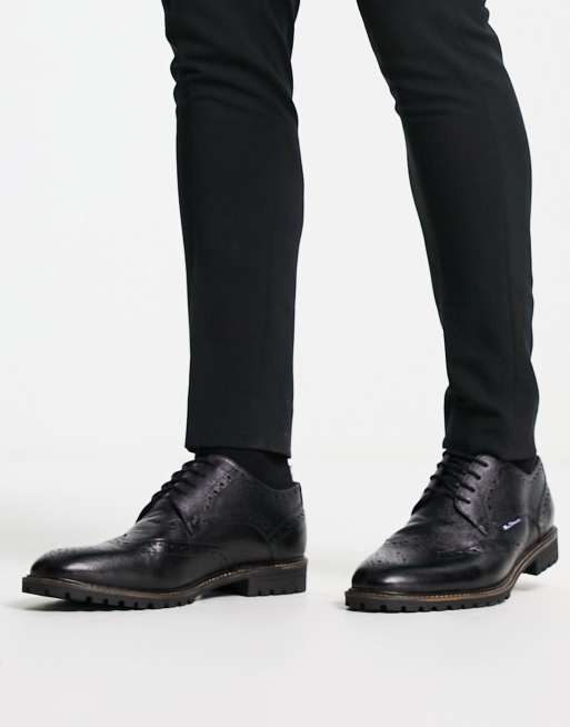 Zapatos Oxford negros de cuero granulado de Ben Sherman