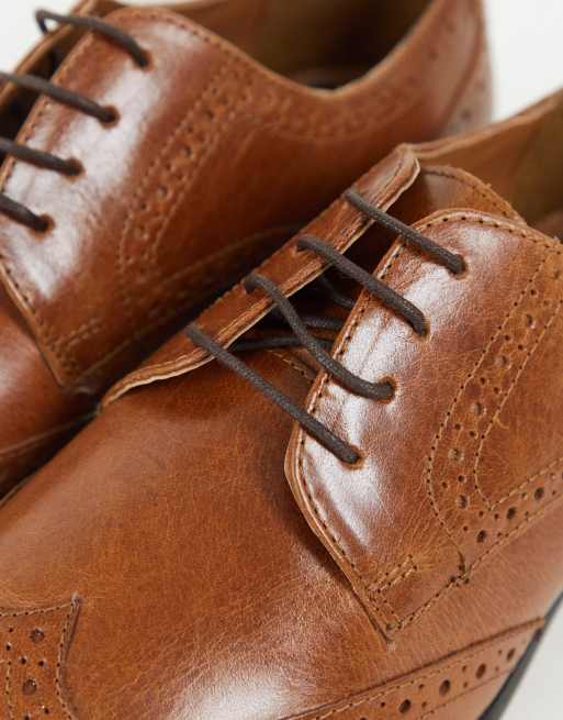 Zapatos Oxford tostados de cuero auténtico Bedd de Topman, 4 de 4