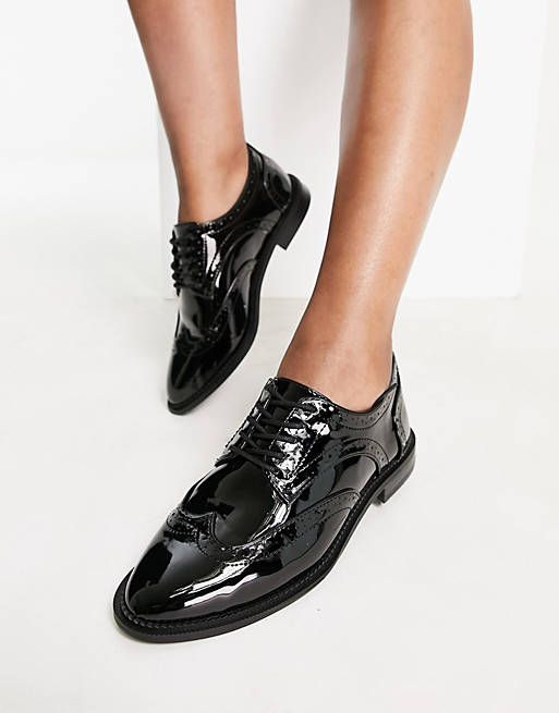 Zapatos planos con cordones en negro More de ASOS DESIGN Wide | ASOS