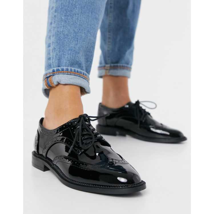  Zapato plano de mujer Wingtip con cordones en dos tonos Oxford,  Negro - : Ropa, Zapatos y Joyería