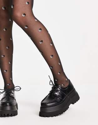 Zapatos planos negros con suela gruesa y cordones Memphis de ASOS DESIGN