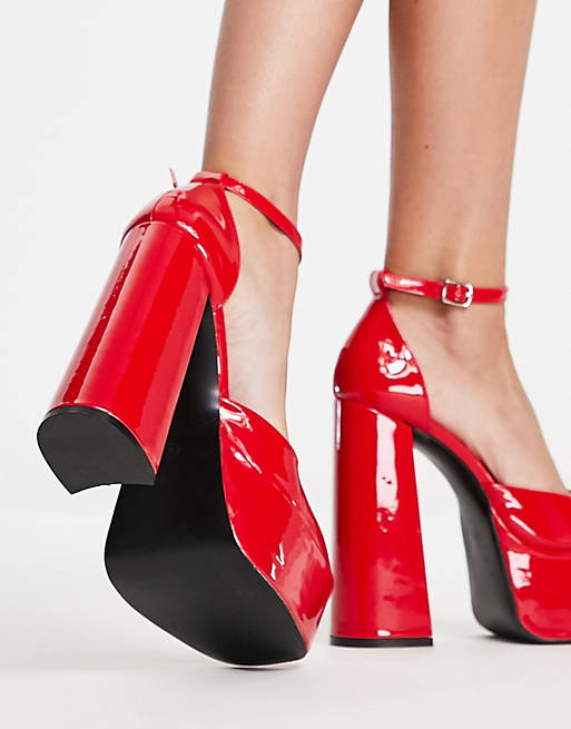 Escarpado brumoso Picante Zapatos rojos de tacón con plataforma de charol de Daisy Street | ASOS