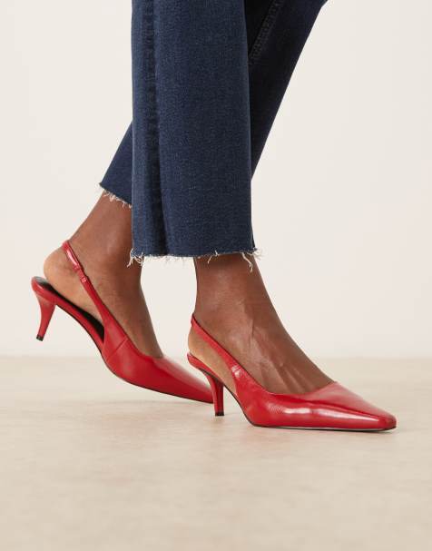 Zapatos rojos destalonados de tacón medio con puntera fina cuadrada Shake de ASOS DESIGN - view 1