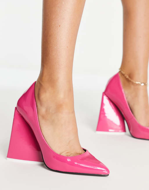 Zapatos rosa intenso con tacón de bloque llamativo de charol As I Am de EGO, 2 de 4