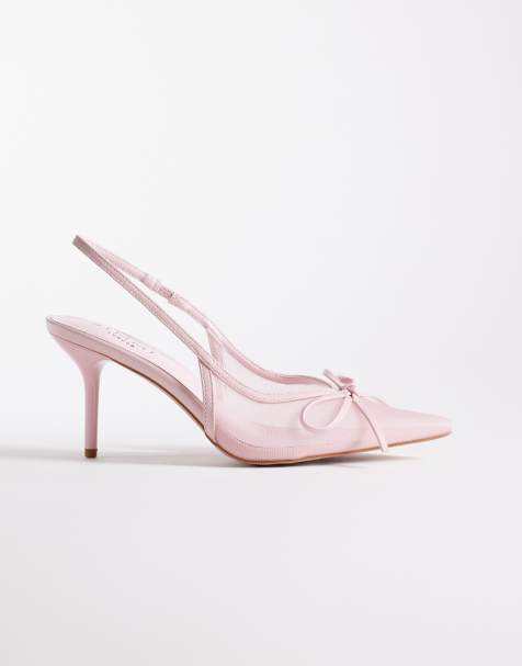 Zapatos rosas destalonados de tacón de malla Susanna de Simmi London - view 1