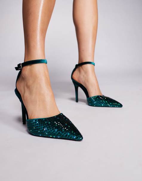 Zapatos verde esmeralda de tacón con abalorios Waraia de Azalea Wang - view 1