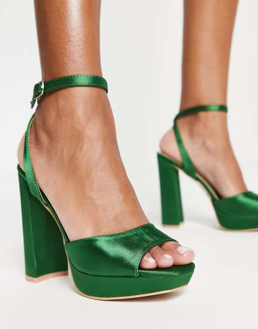 Comenzar microscopio mudo Zapatos verde esmeralda de tacón con plataforma Vanyaa de Be Mine Wide Fit  | ASOS