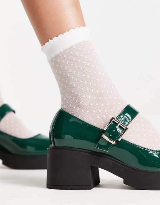 Zapatos verdes estilo merceditas con tacón y suela de charol de ASOS DESIGN | ASOS