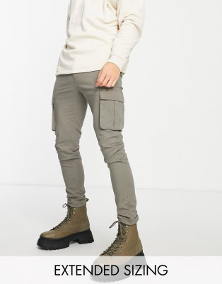Брюки-карго Зауженные брюки карго цвета хаки ASOS DESIGN-Зеленый цвет