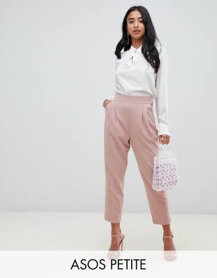 фото Зауженные брюки с завышенной талией asos design petite-розовый asos petite