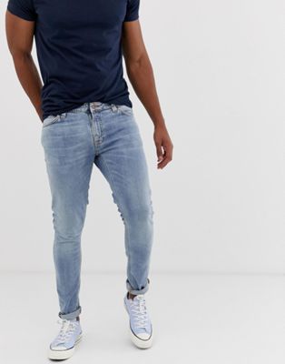 фото Зауженные джинсы nudie jeans co - skinny lin (light blue power)-синий