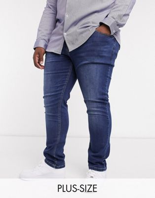 фото Зауженные эластичные джинсы выбеленного темно-синего цвета duke-голубой