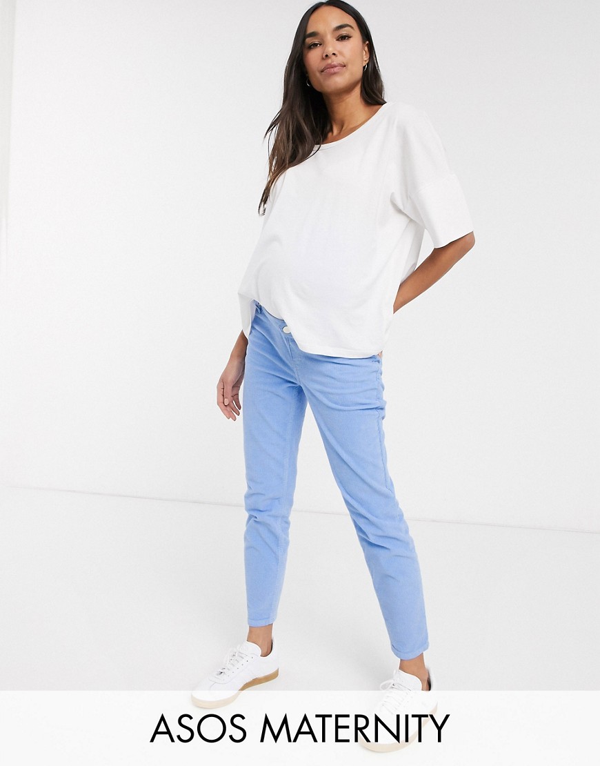 фото Зауженные вельветовые джинсы в винтажном стиле asos design maternity farleigh-синий asos maternity