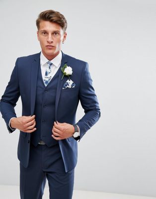 фото Зауженный пиджак asos wedding-синий asos design