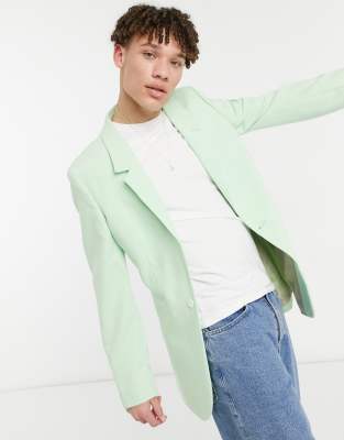 Блейзеры Зауженный удлиненный пиджак мятного цвета ASOS DESIGN-Зеленый