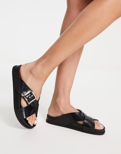 Zaxy choice buckle sliders in black