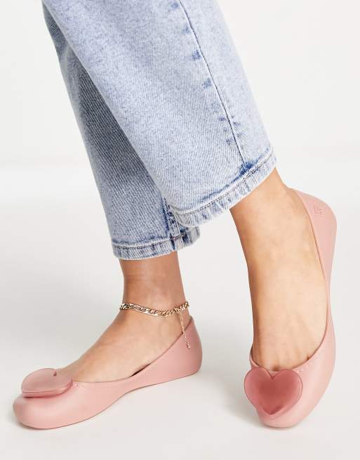 Zaxy heart jelly shoes in pink ASOS