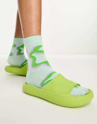 Zaxy leveza sliders in bright lime-Green