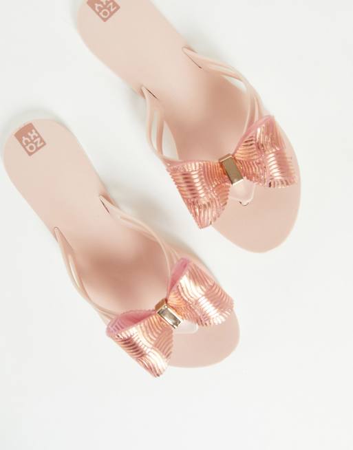 Zaxy – Ljusrosa flip flops med rosett