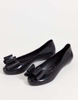 Zaxy pop bow jelly shoes in black