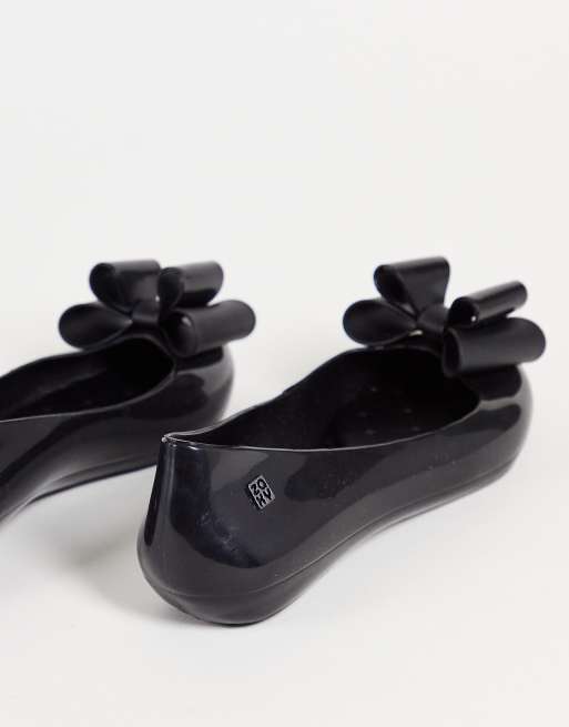 Zaxy pop bow jelly shoes in black ASOS