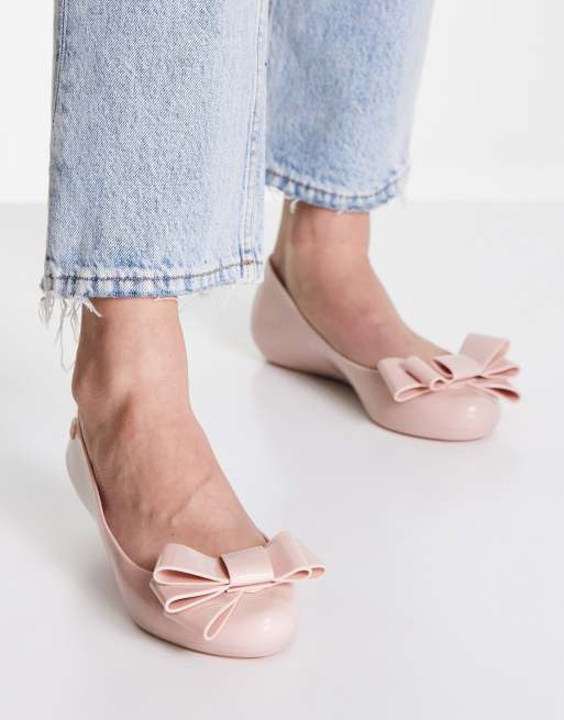 Zaxy pop bow jelly shoes in light pink ASOS