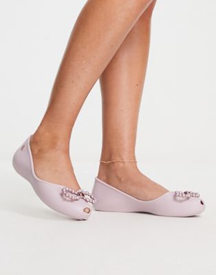 Zaxy princess fem bow flat shoes in lilac
