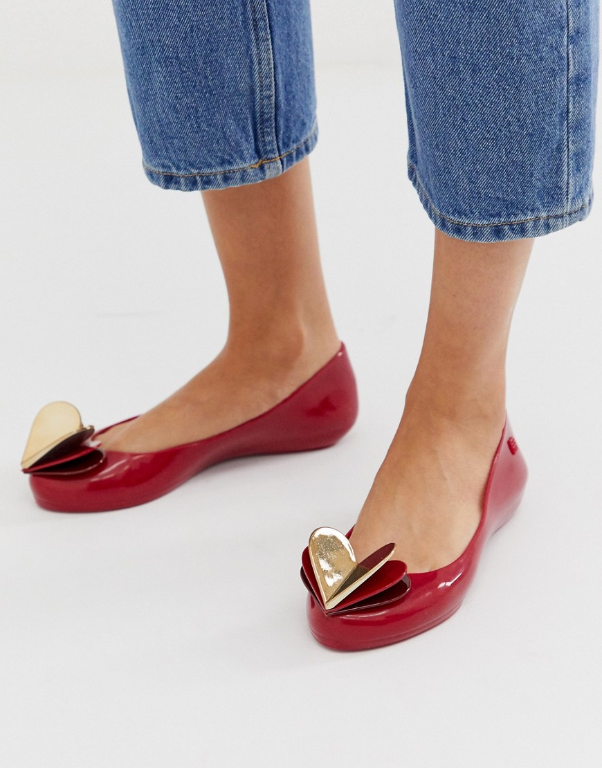 Zaxy - Røde flade sko med Valentinsdag hjerter