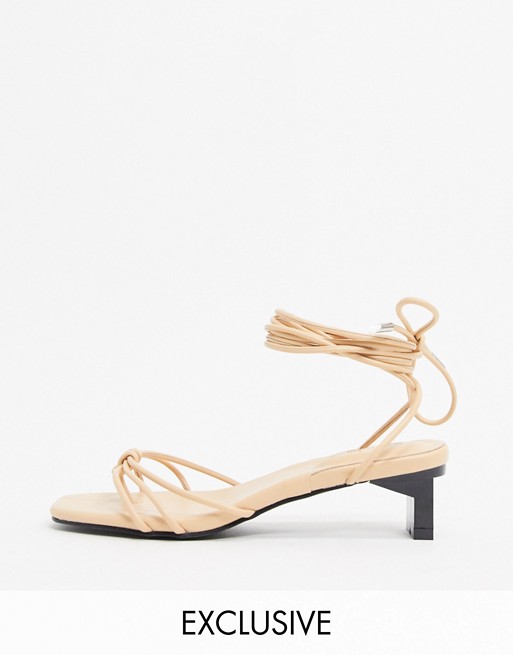 Z_Code_Z Exclusive Danika vegan heeled sandals with ankle tie in blush