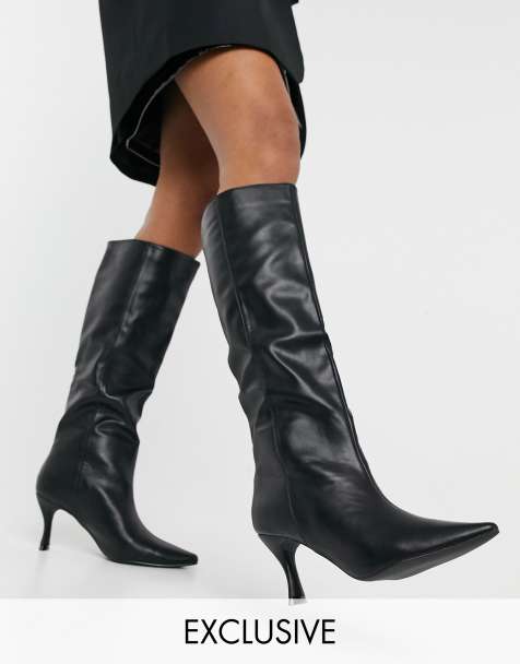 Knee High Long Boots Leather Flat Knee High Boots Asos