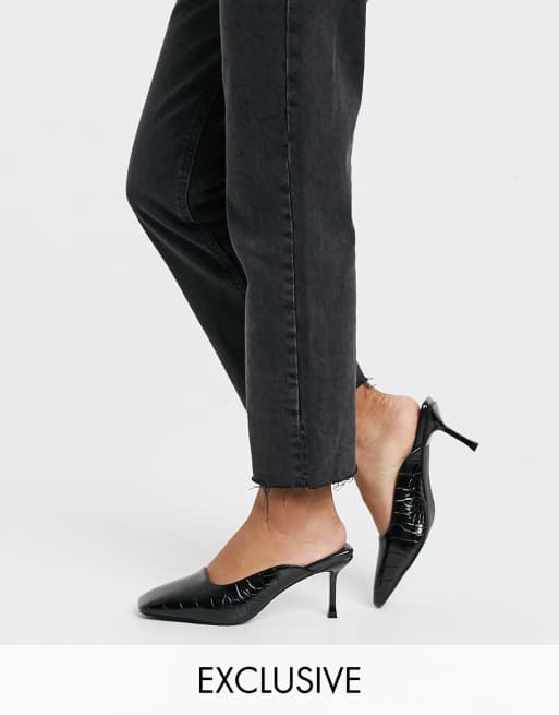 z_code_z exclusive nora vegan chunky chelsea boots in black croc