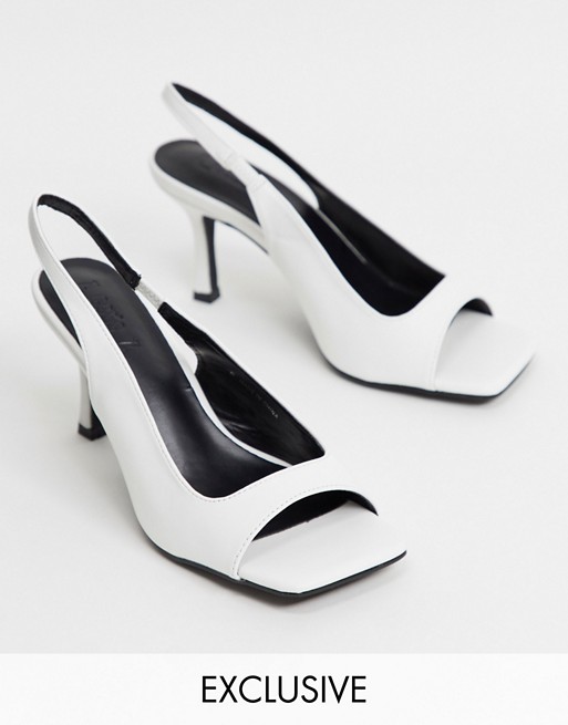 Z_Code_Z Exclusive Dea vegan heeled sandals with sling back in white