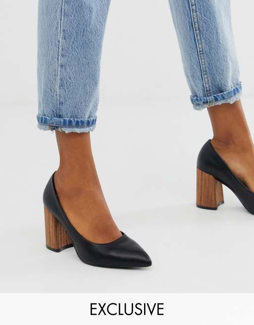 Wood block heel on sale pump