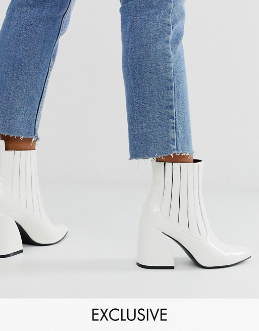 Z_Code_Z Exclusive Idaa white patent heeled chelsea boots