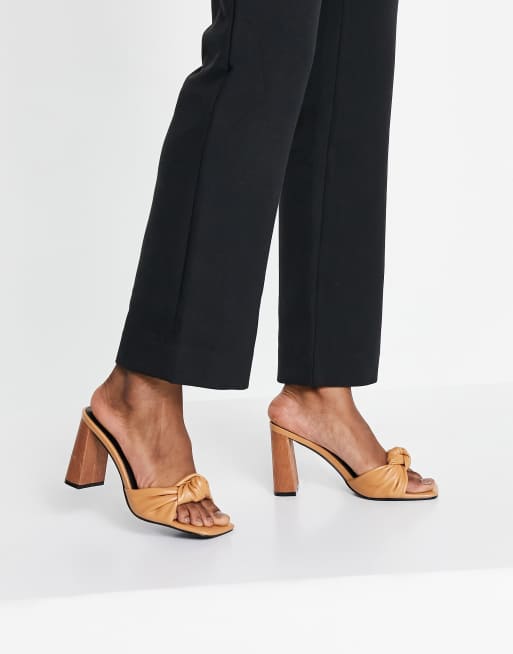 Z Code Z Exclusive Maya block heel mules in camel BEIGE