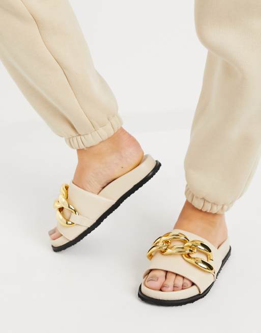 Z_Code_Z Exclusive Mimi slider sandals with chunky chain in bone - CREAM, 2 of 4