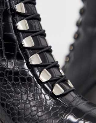 croc effect ankle boots