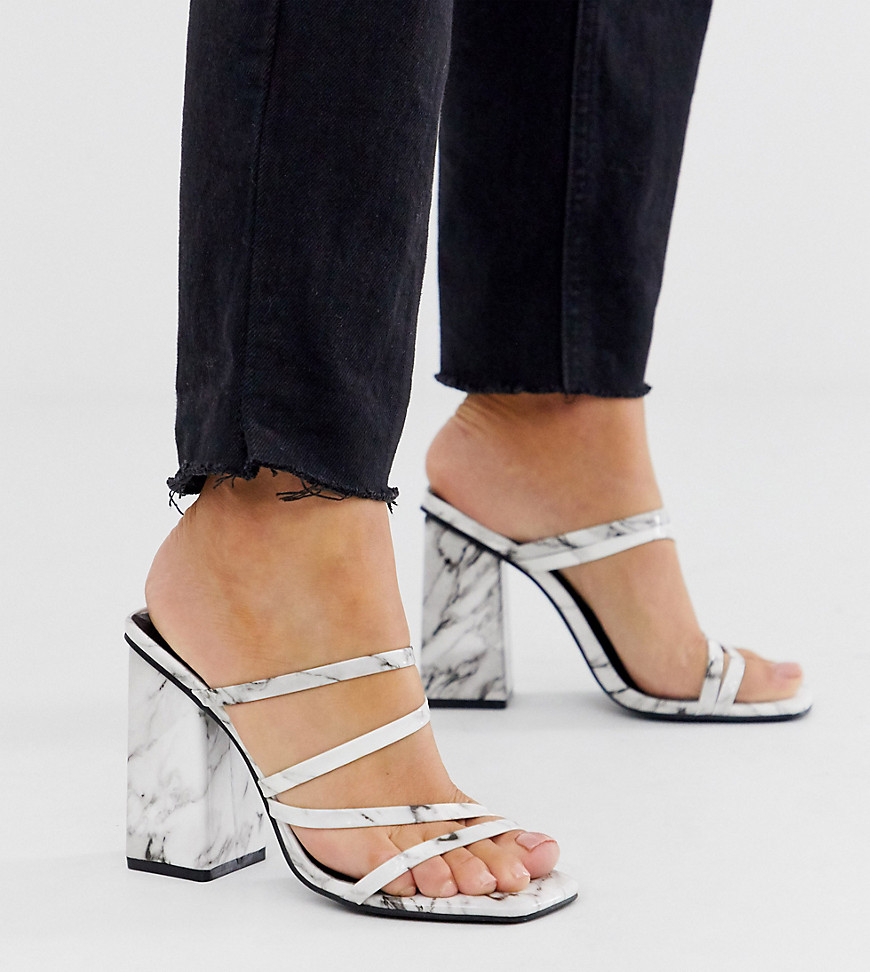 Z_Code_Z Exclusive Nabai white marble square toe block heeled sandals