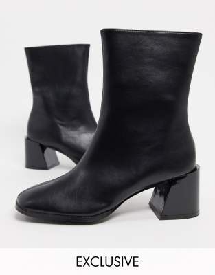 black square toe ankle boots