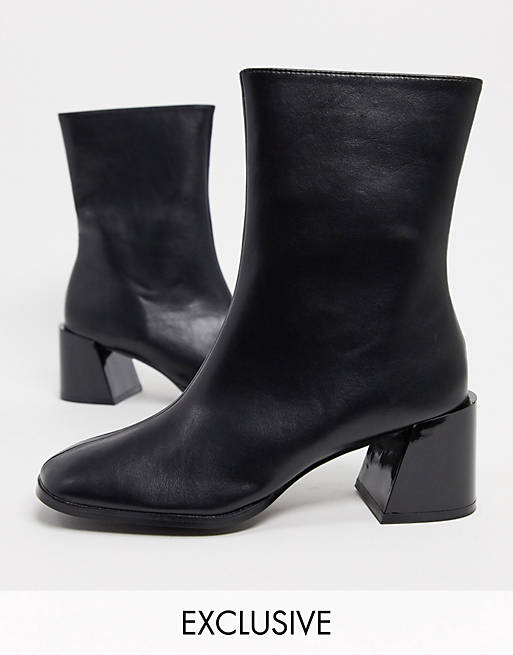 Z_Code_Z Exclusive Nat vegan square toe ankle boots in black | ASOS