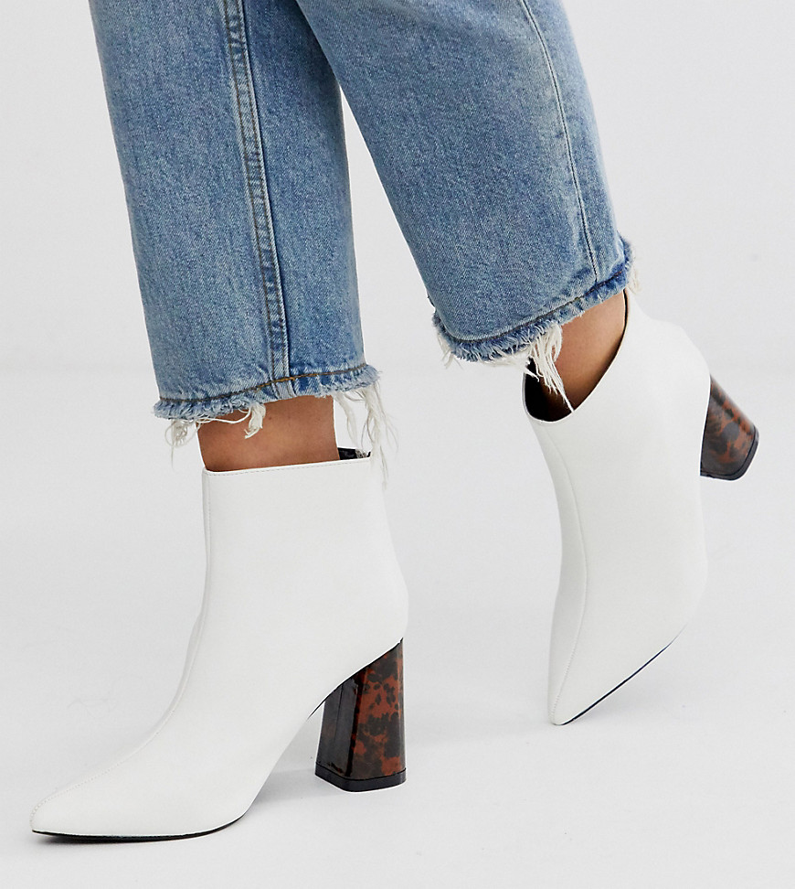Z_Code_Z Exclusive Nura white tortoishell heeled ankle boots