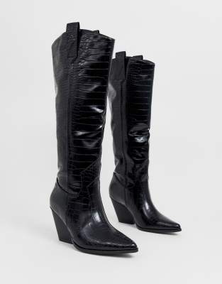 black knee high western boots